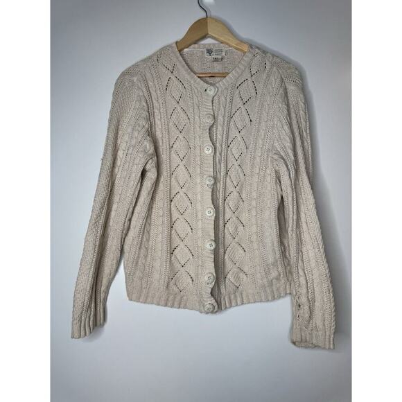 Cotton Country Parkhurst Sweaters - Cotton Country by Parkhurst Sweater Womens Large Chunky Cardigan Sweater Button